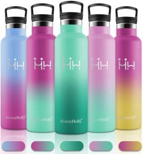 HoneyHolly Botellas Agua Acero Inoxidable, 500ml Reutilizable sin BPA Termos, Personalizada Cantimploras